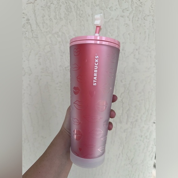 Starbucks Valentine 2021 Red and Pink Lips Soft Touch Tumbler - Picture 11 of 12